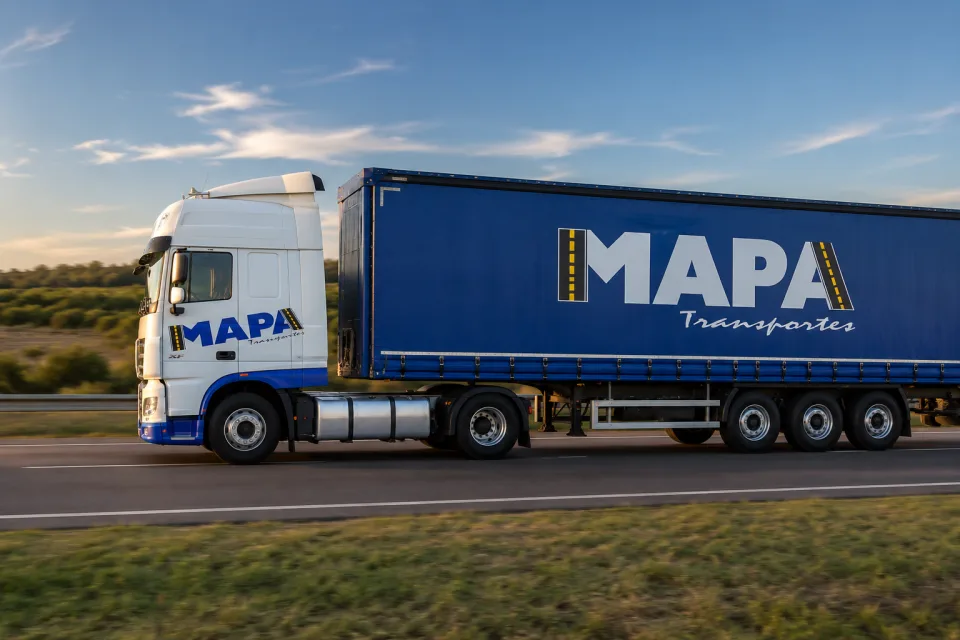 Caminhão DAF XF da Mapa Transportes transportando carga lotação